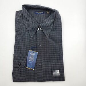 Club Room Mens Slim Fit Dress Shirt 16 32/33 Black Box Check Cotton H11B1BLBCK